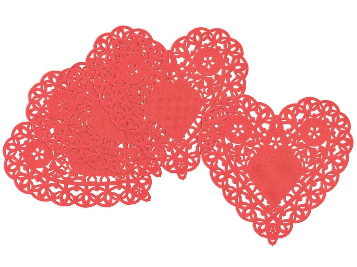 Small Red Paper Heart Doilies - Set of 100 - US 4651