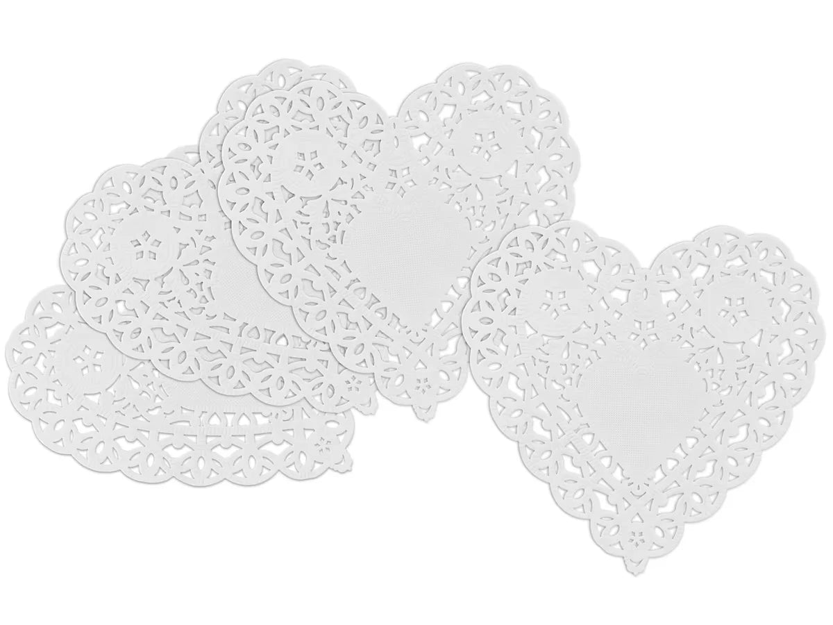White Paper Heart Doilies - Set of 100 - US 7380