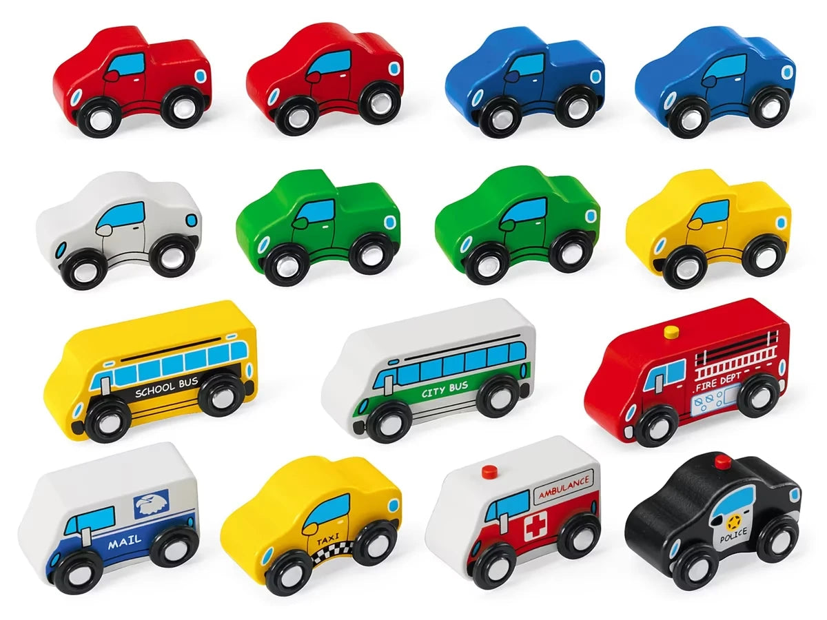 Mini Hardwood Vehicles - Set of 15 - US 4176