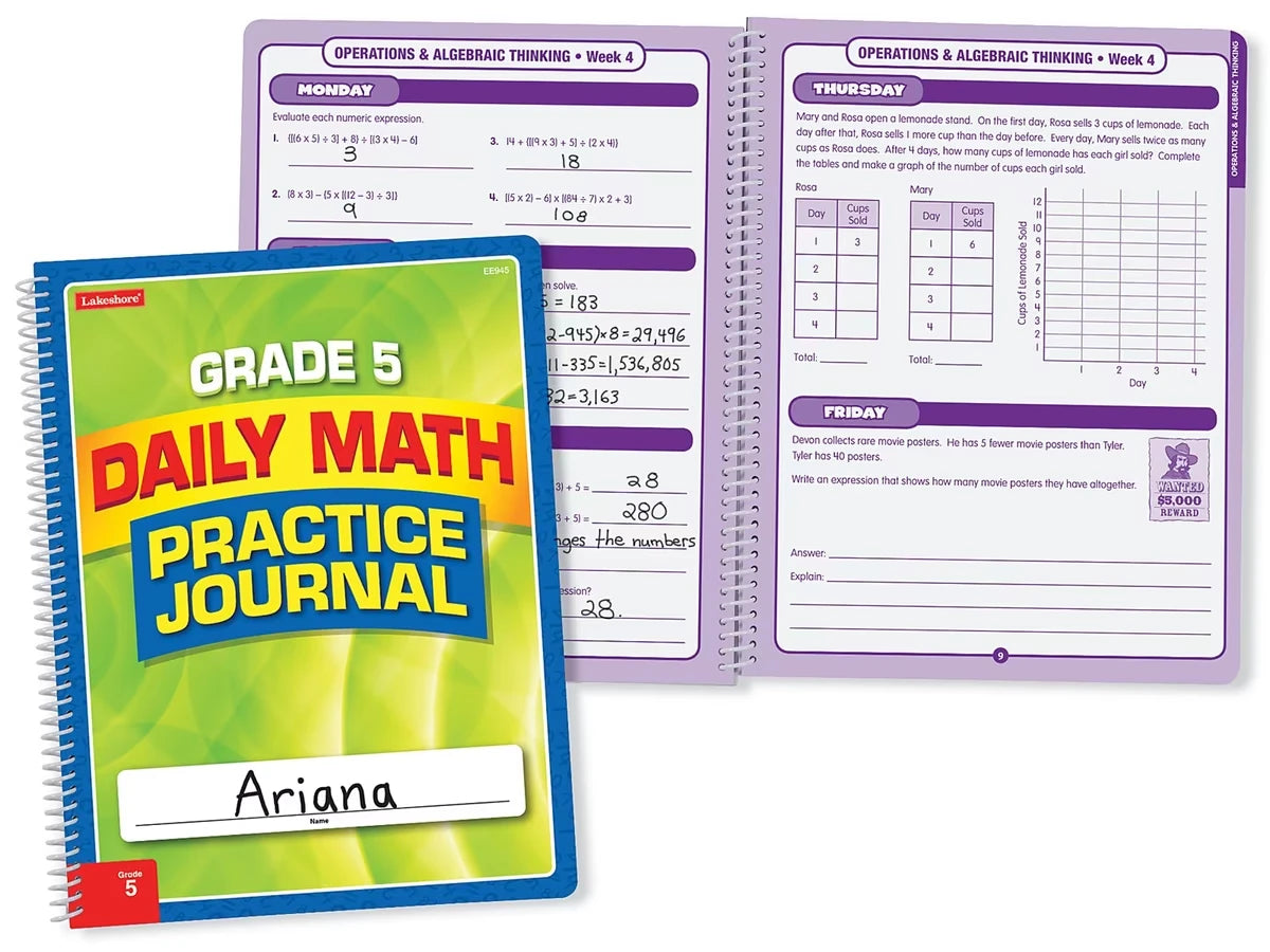 Daily Math Practice Journal - Gr. 5 - US 8709