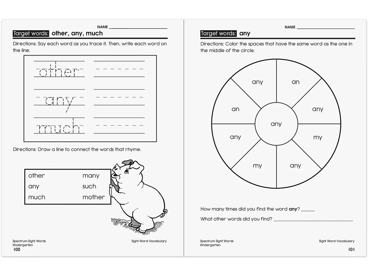 Spectrum® Sight-Words Workbook - Kindergarten - US 6761