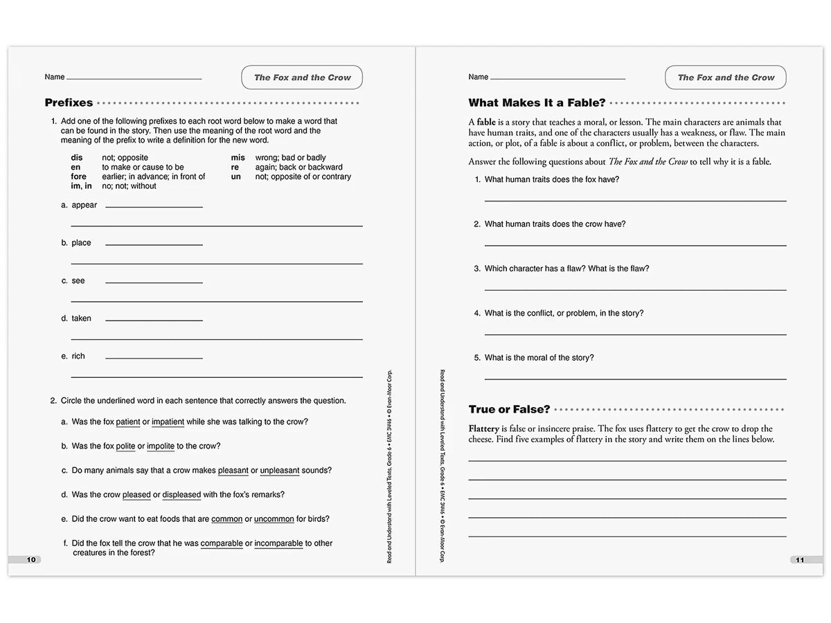Read & Understand with Leveled Texts Workbook - Gr. 6 - US 3383
