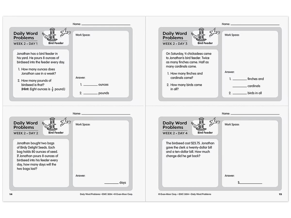 Daily Word Problems Workbook - Gr. 4 - US 5840