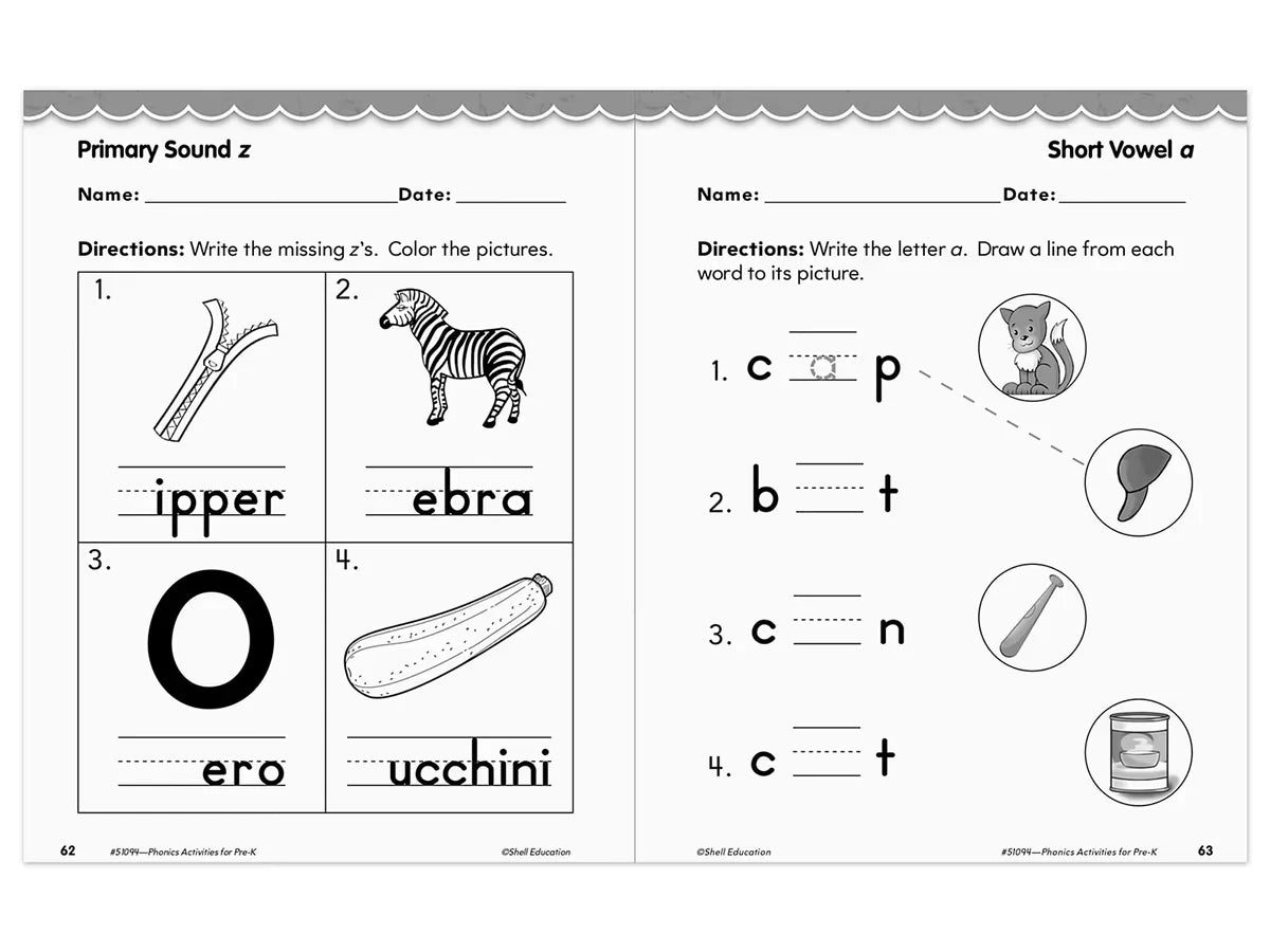 Phonics for Pre-Kindergarten Workbook - US 7460