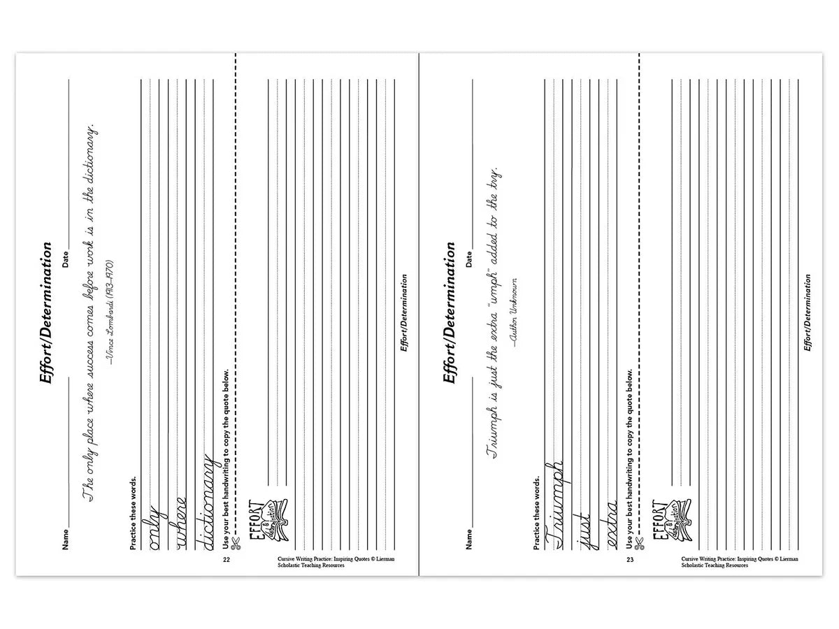 Cursive Writing Practice with Inspiring Quotes Workbook - US 5655
