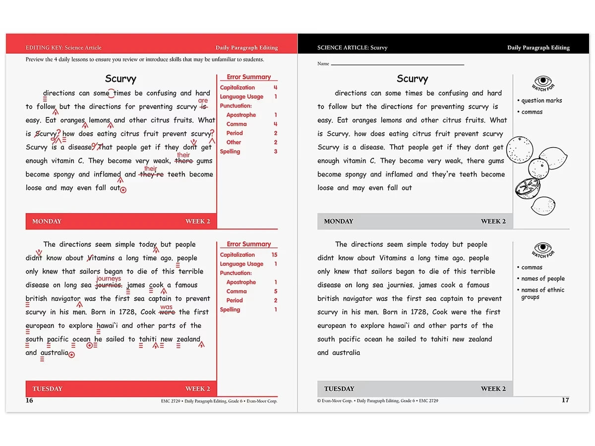 Daily Paragraph Editing Workbook - Gr. 6 - US 3060
