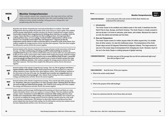 Daily Reading Comprehension Activities Workbook - Gr. 4 - US 5495