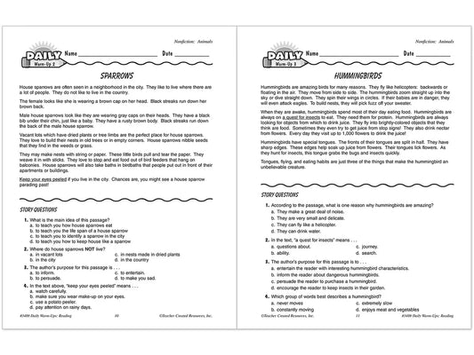 Reading Daily Warm-Ups Workbook - Gr. 3 - US 2730