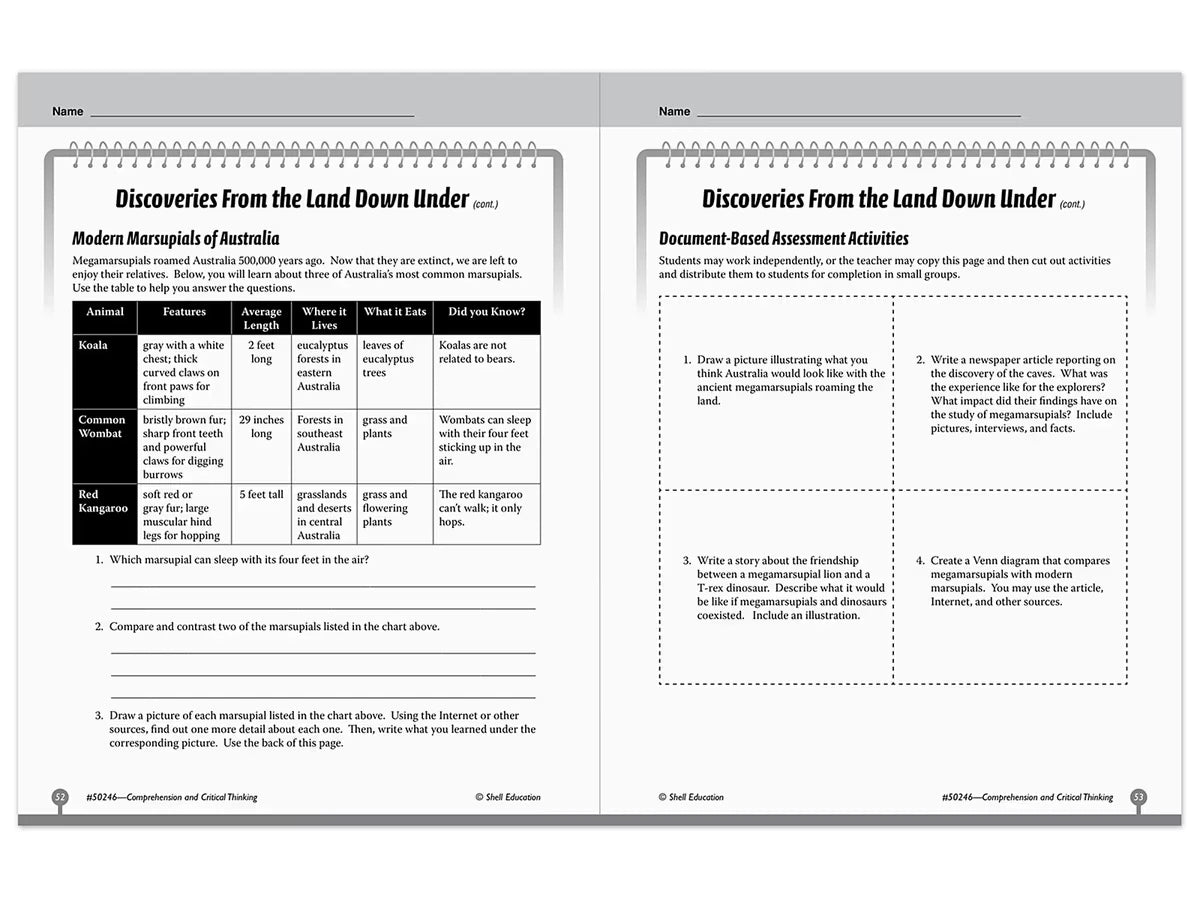 Comprehension and Critical Thinking Workbook - Gr. 6 - US 5807