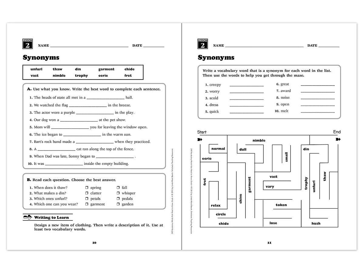 240 Words Kids Need to Know Workbook - Gr. 4 - US 3729
