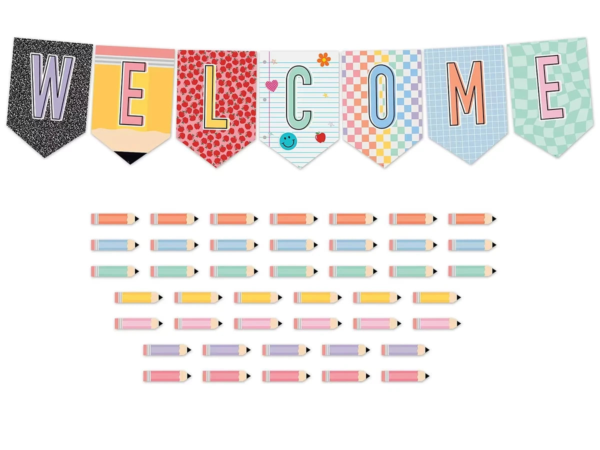 Cool for School Welcome Pennant Bulletin Board Set - US 8575