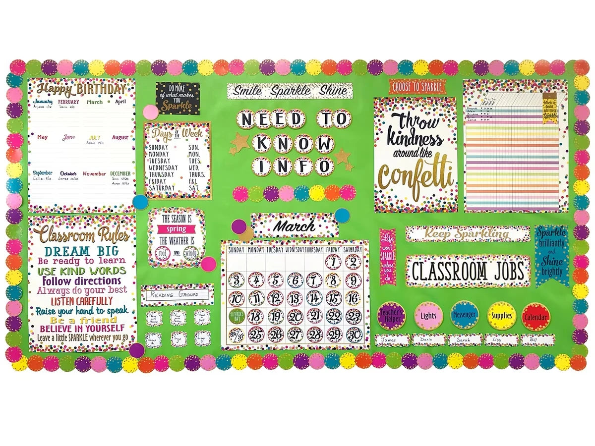 Confetti Calendar Bulletin Board Set - US 3353