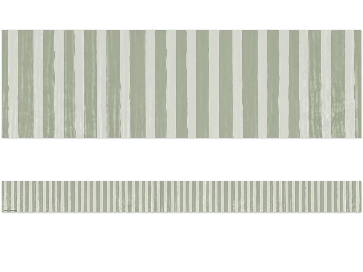 Classroom Cottage Sage Green Striped Border - US 8352