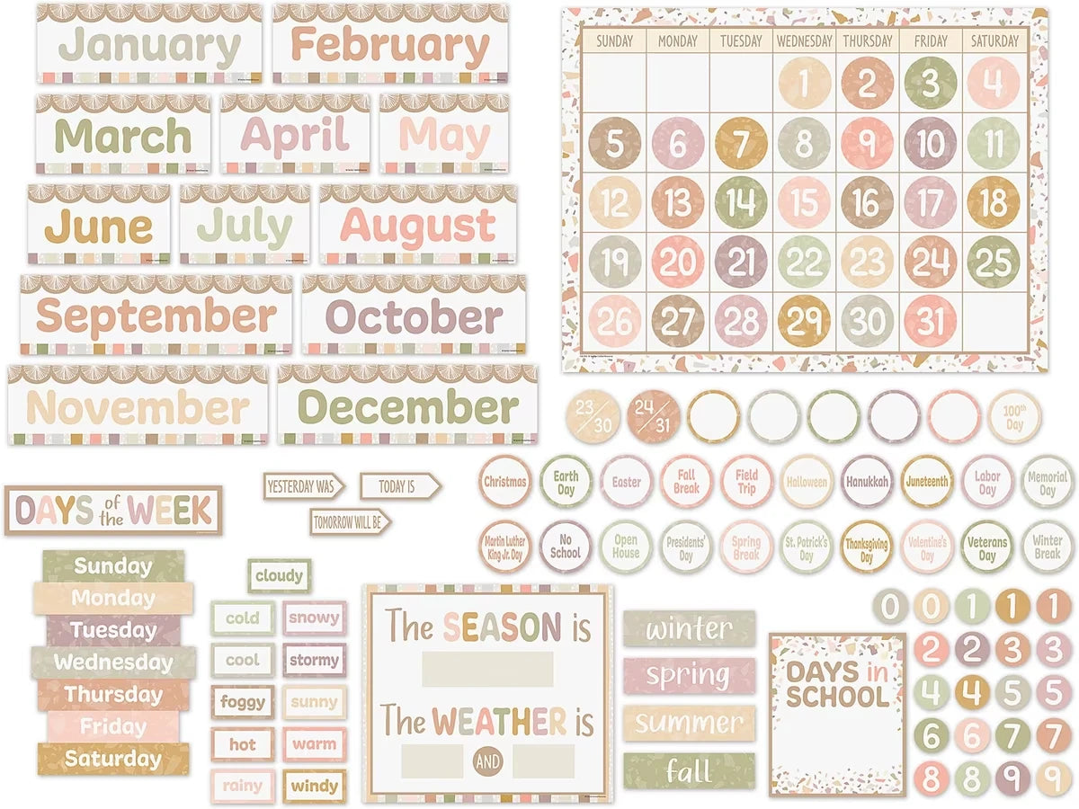 Terrazzo Tones Calendar Bulletin Board Set - US 9668