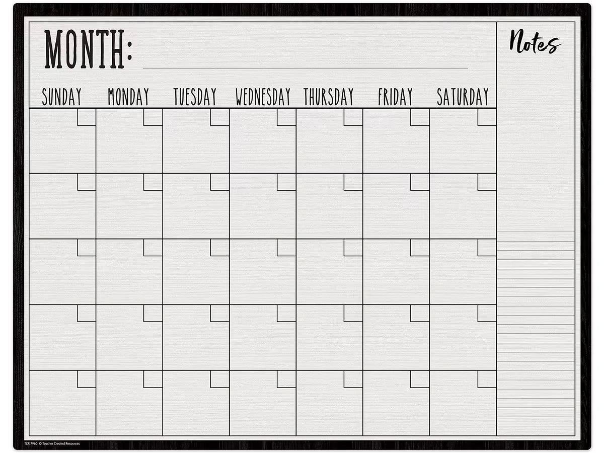 Modern Farmhouse Write & Wipe Classroom Calendar - US 9746