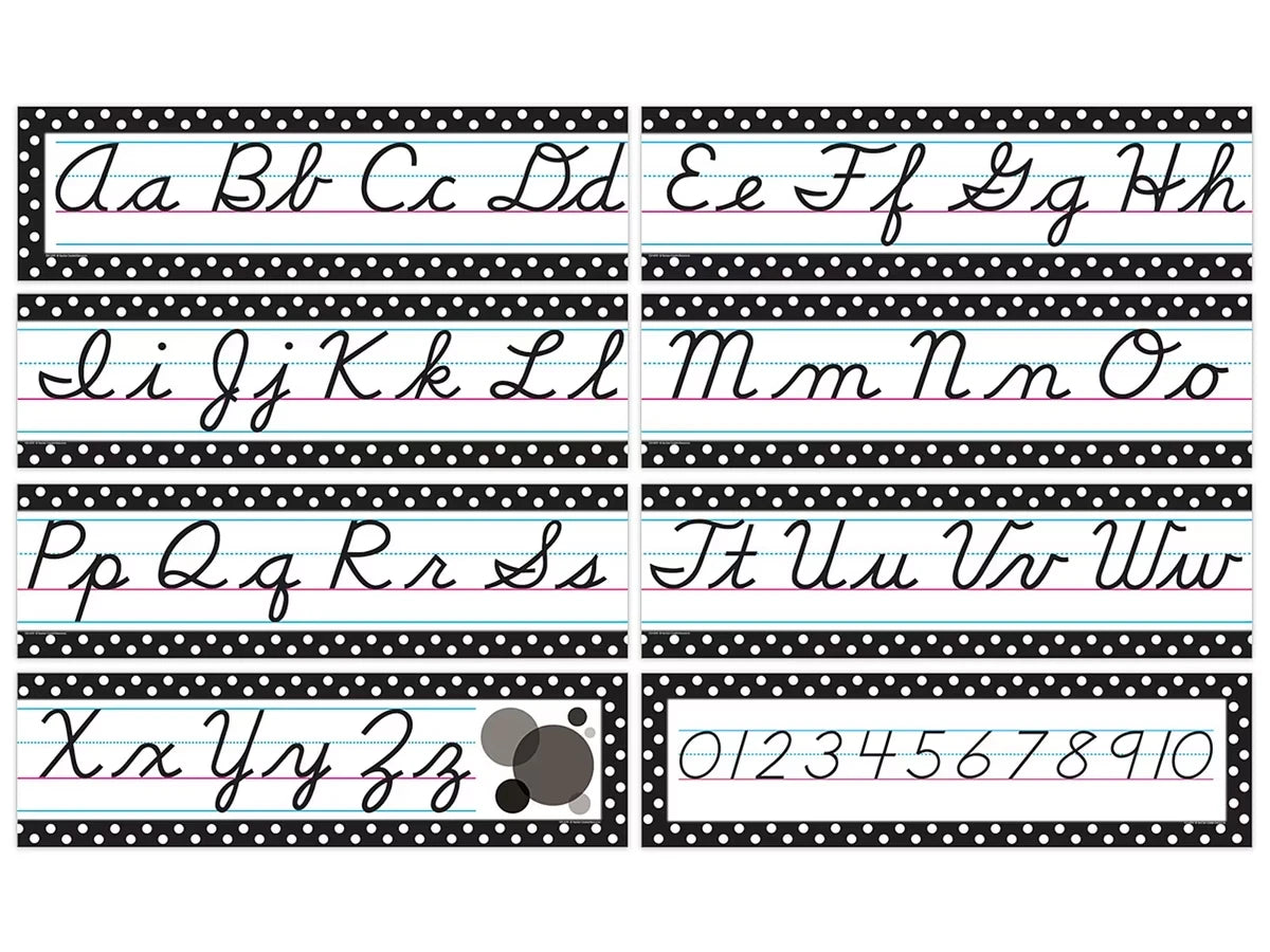 Black Polka Dot Cursive Bulletin Board Set - US 2321