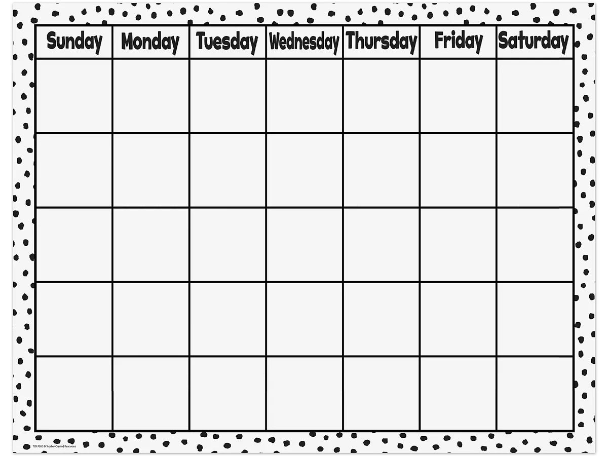 Black & White Classroom Calendar - US 9792