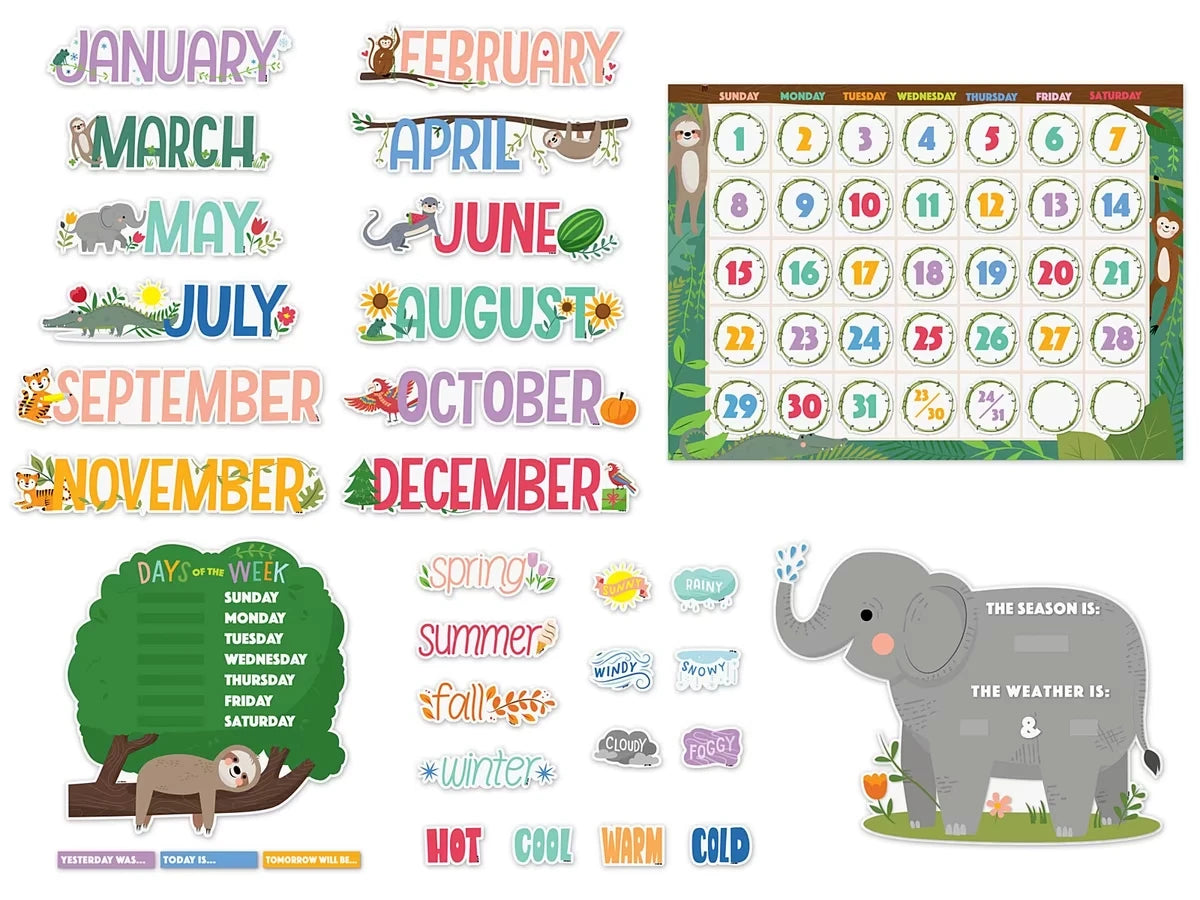 Jungle Friends Calendar Bulletin Board Set - US 1239
