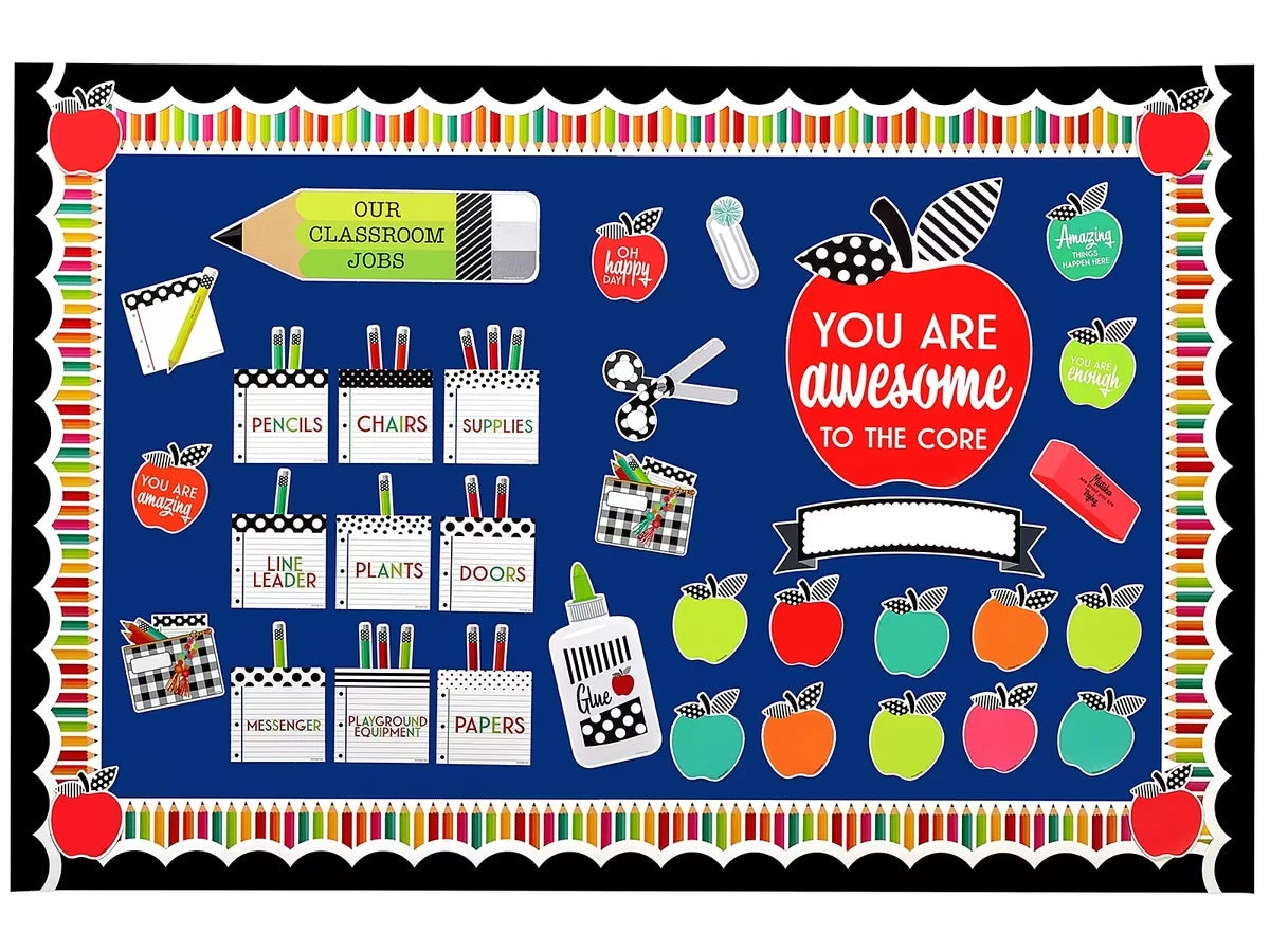 Black, White & Stylish Brights Classroom Jobs Bulletin Board Set - US 6197