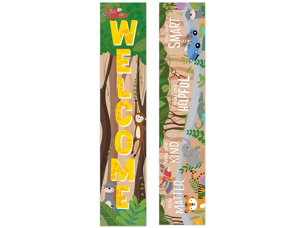 Jungle Friends Double-Sided Welcome Banner - US 5057