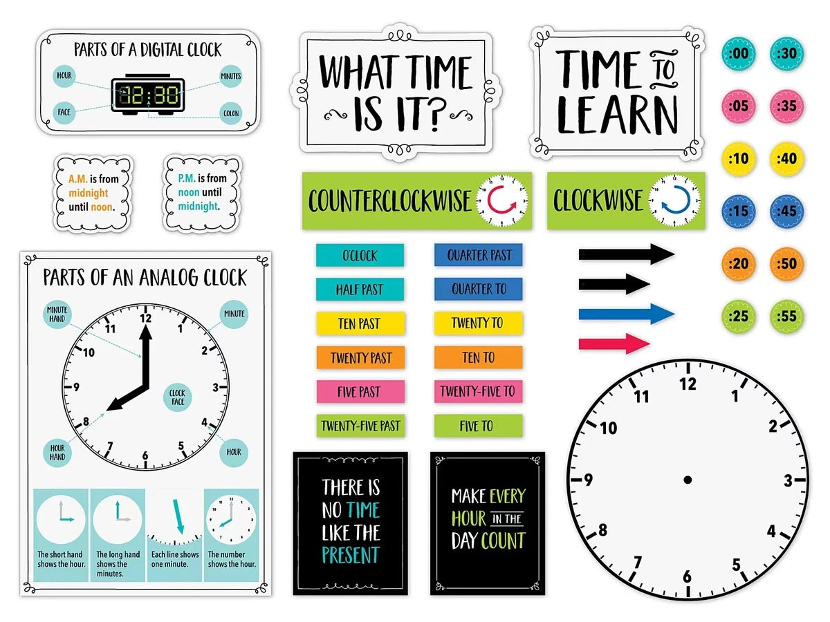 Core Decor Telling Time Bulletin Board Set - US 5445
