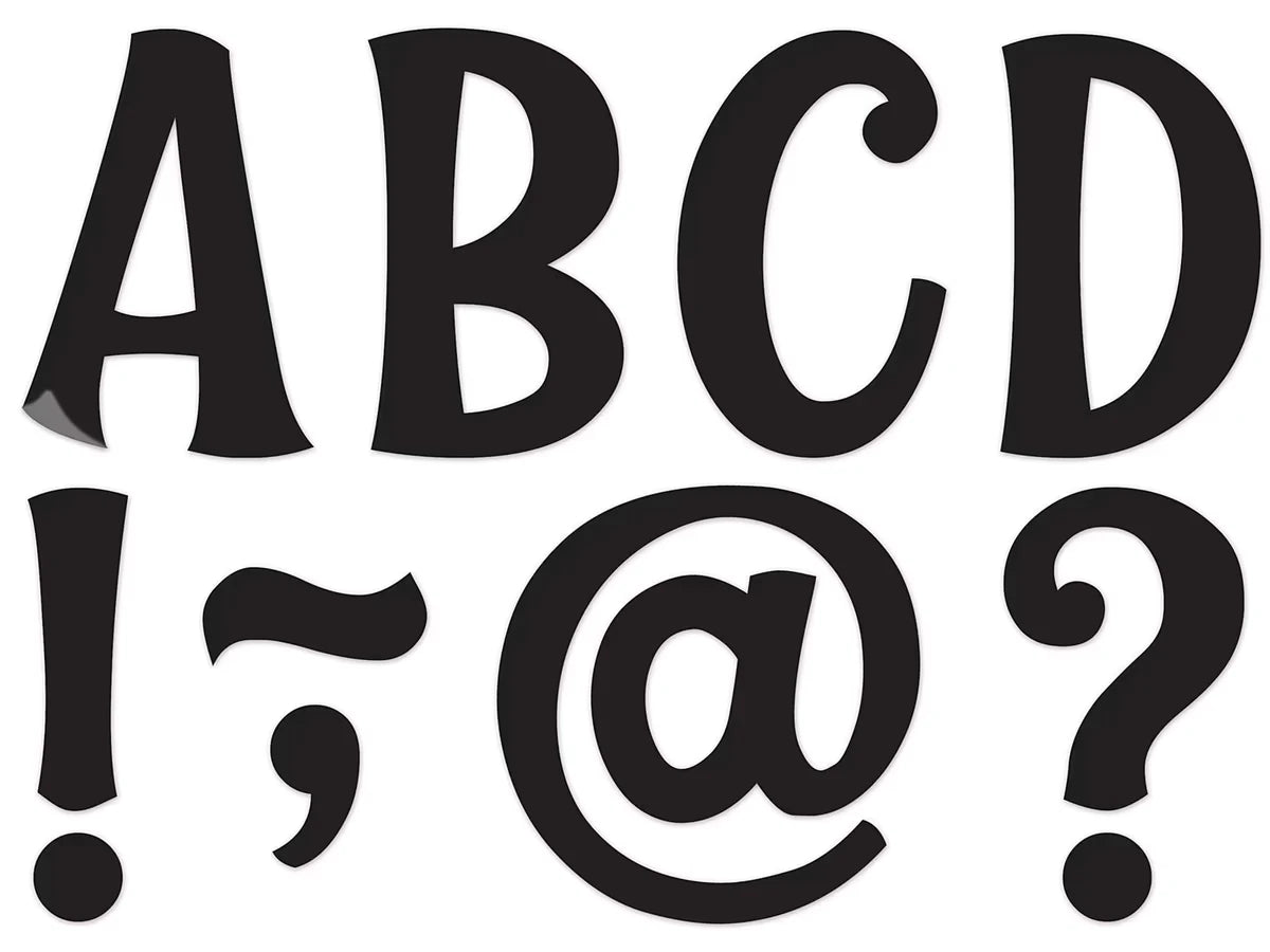 Whimsical Black 3" Magnetic Punch-Out Letters - US 6269