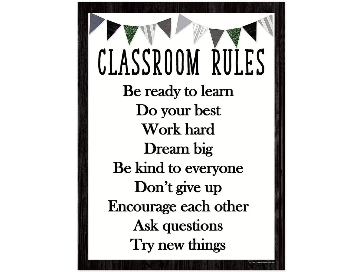 Modern Farmhouse Classroom Rules Poster - US 7370