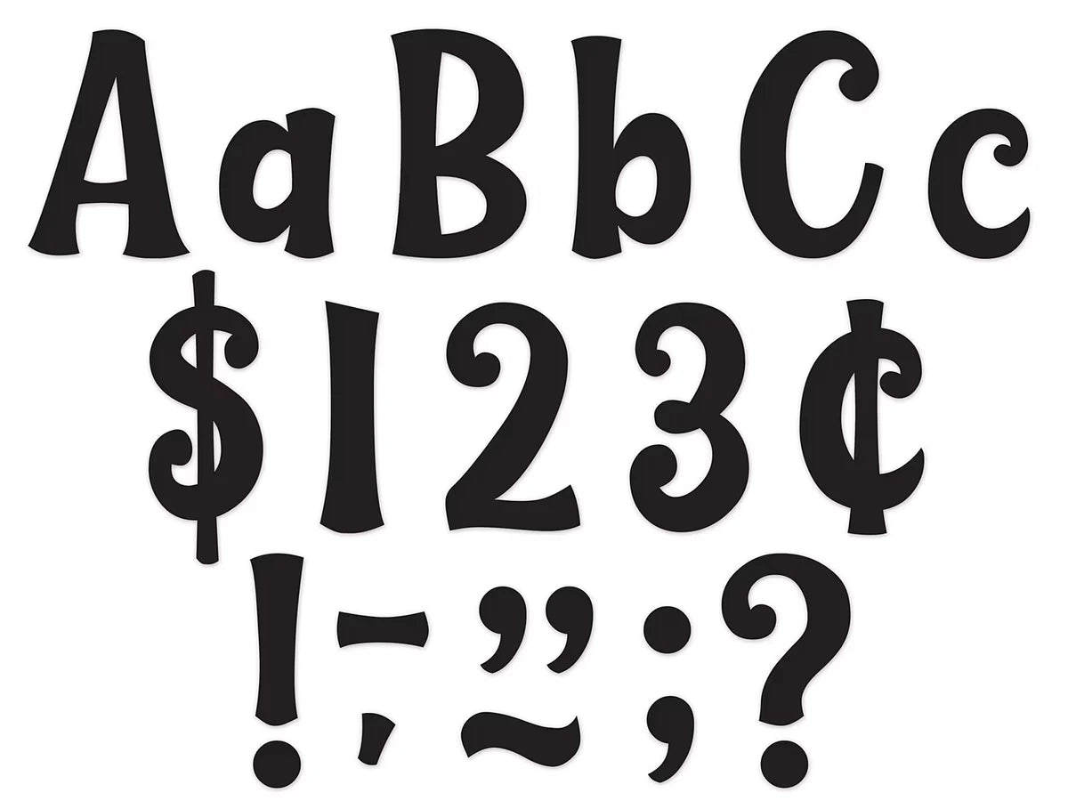 Whimsical Black 4" Punch-Out Letters - US 9657