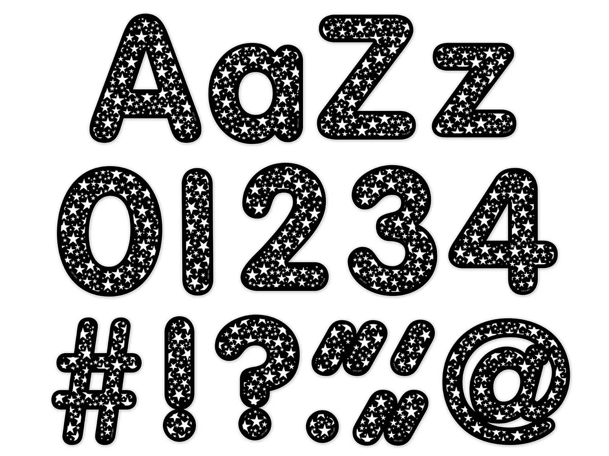 Stars on Black 4" Punch-Out Letters - US 2509