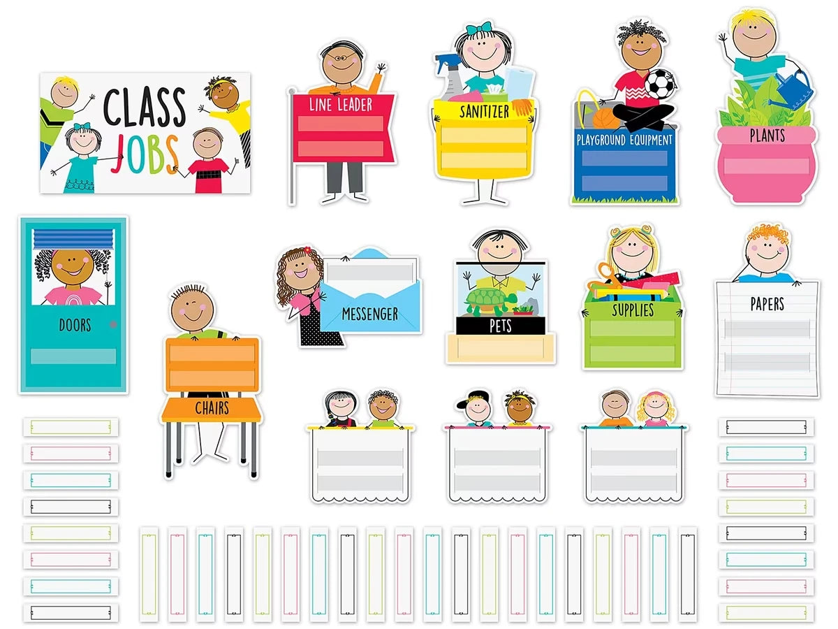 Stick Kids Classroom Jobs Bulletin Board Set - US 8658
