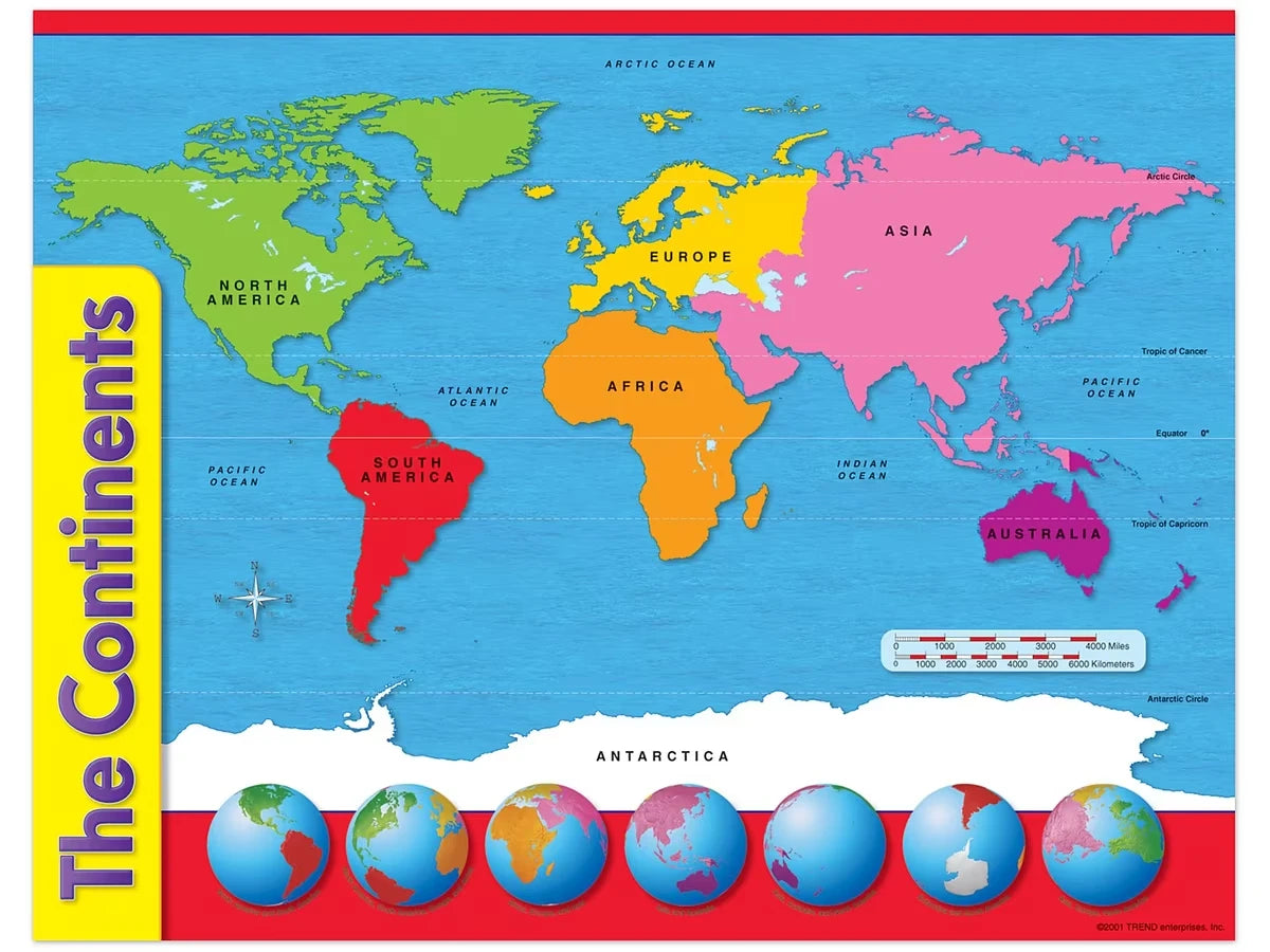 The Continents World Map Poster - US 3400