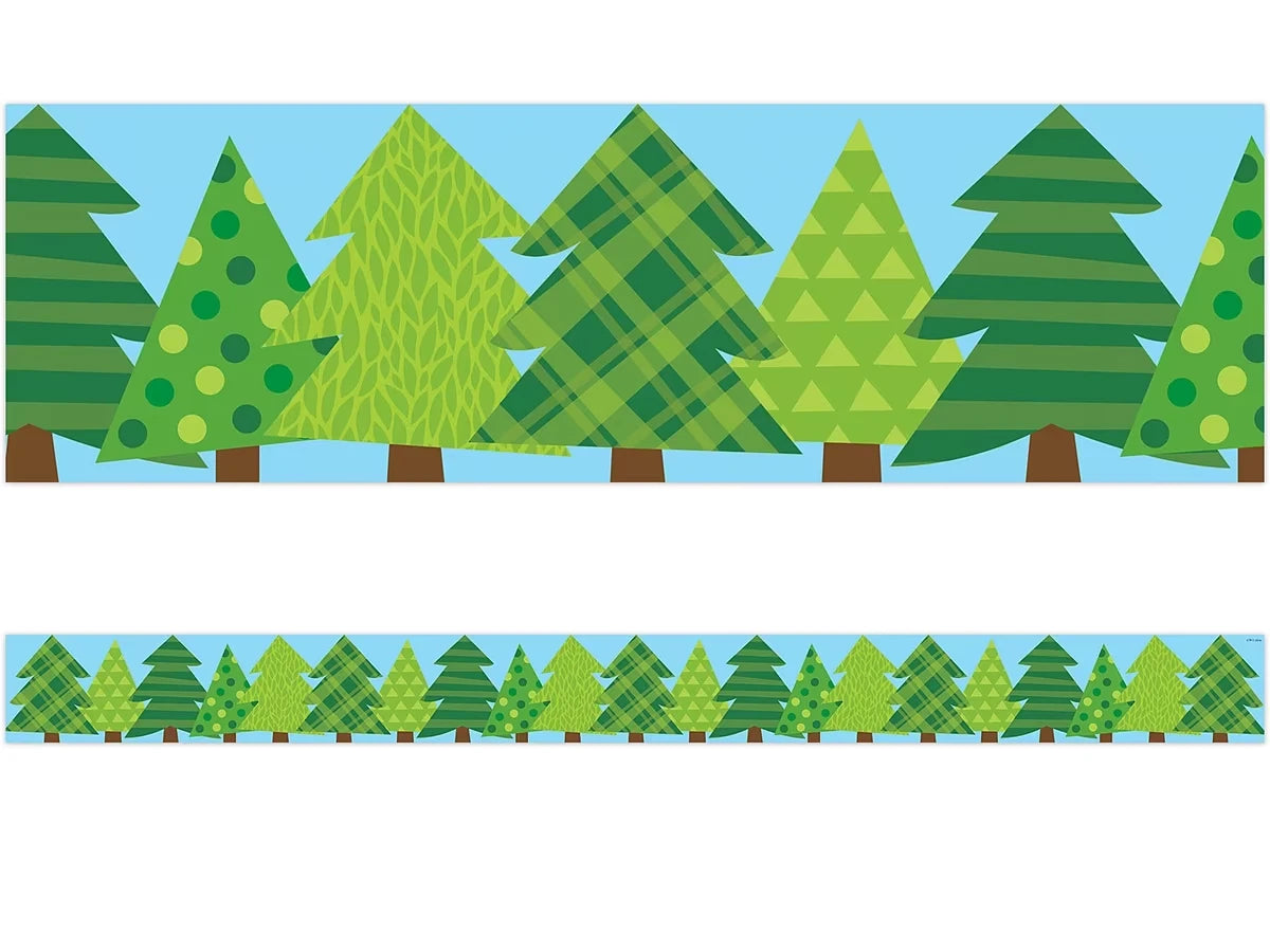 Woodland Friends Patterned Pine Tree Border - US 9737