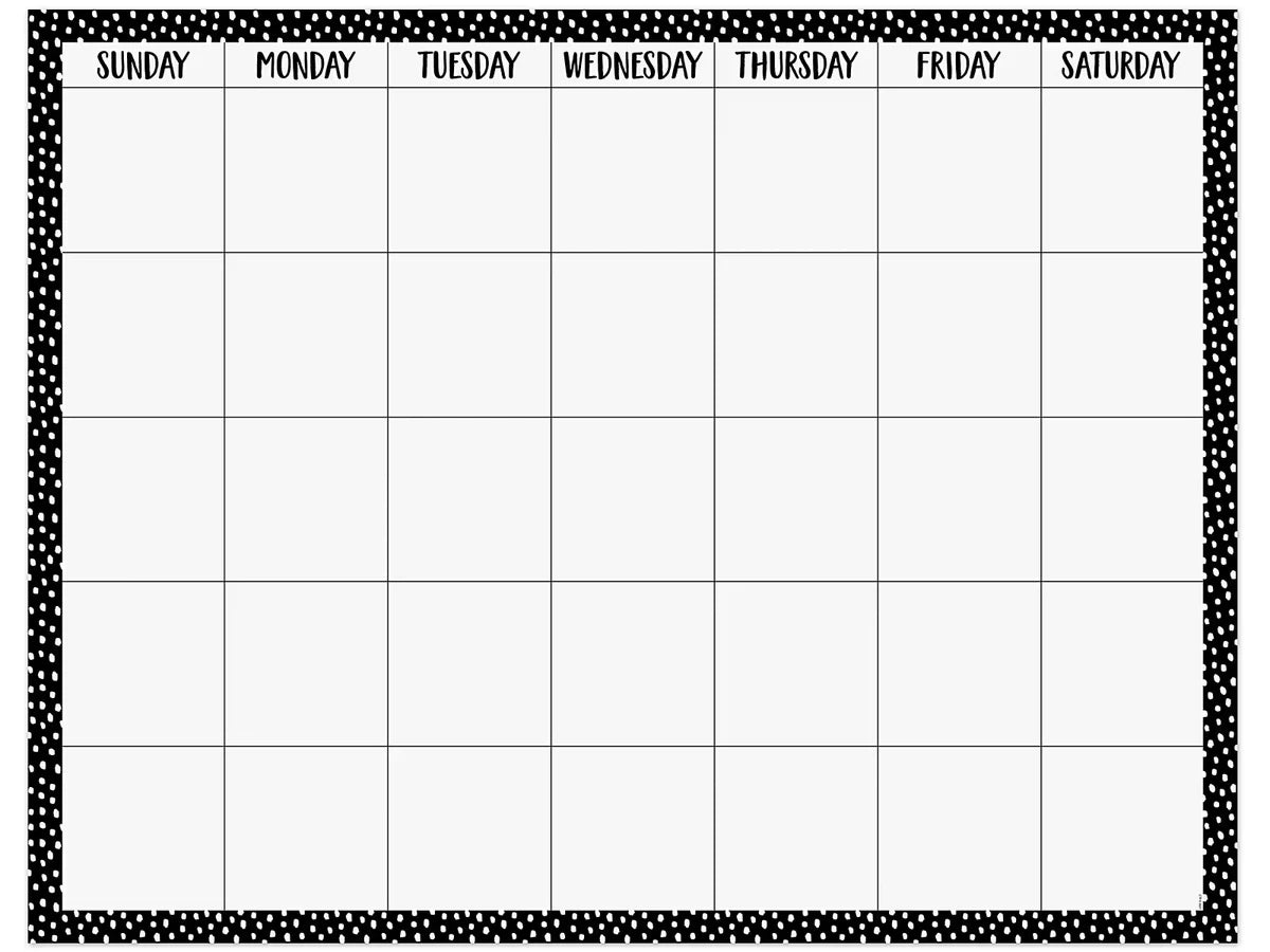 Black & White Messy Dot Classroom Calendar Poster - US 8728
