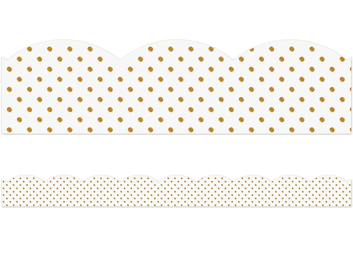 Simply Boho Gold Polka Dot Scalloped Border - US 9834