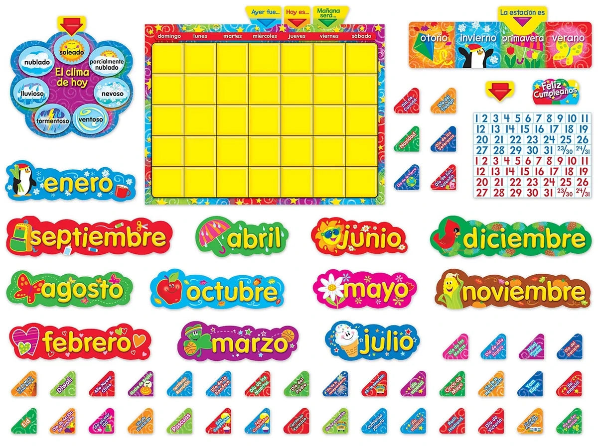 Spanish Write & Wipe Calendar Bulletin Board Set - US 3573