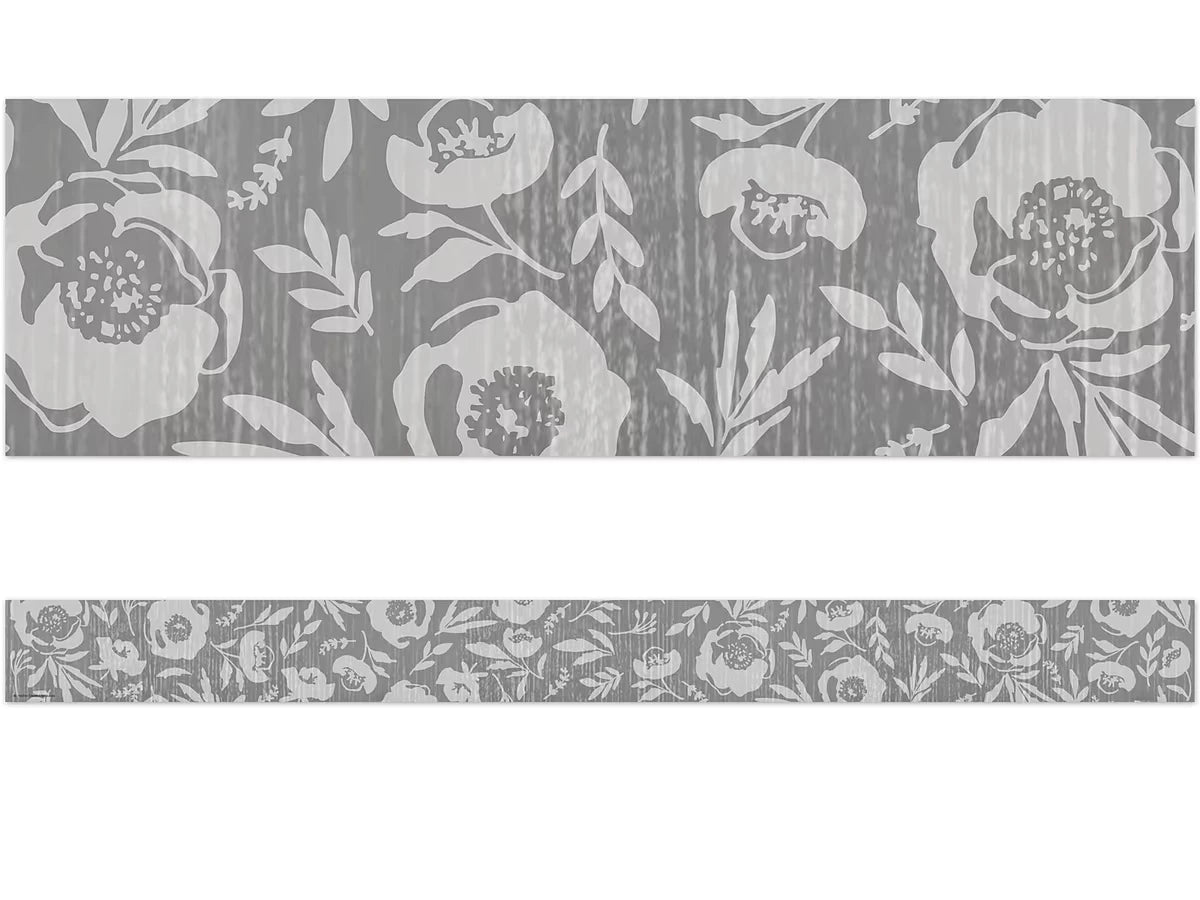 Classroom Cottage Gray Floral Border - US 8574