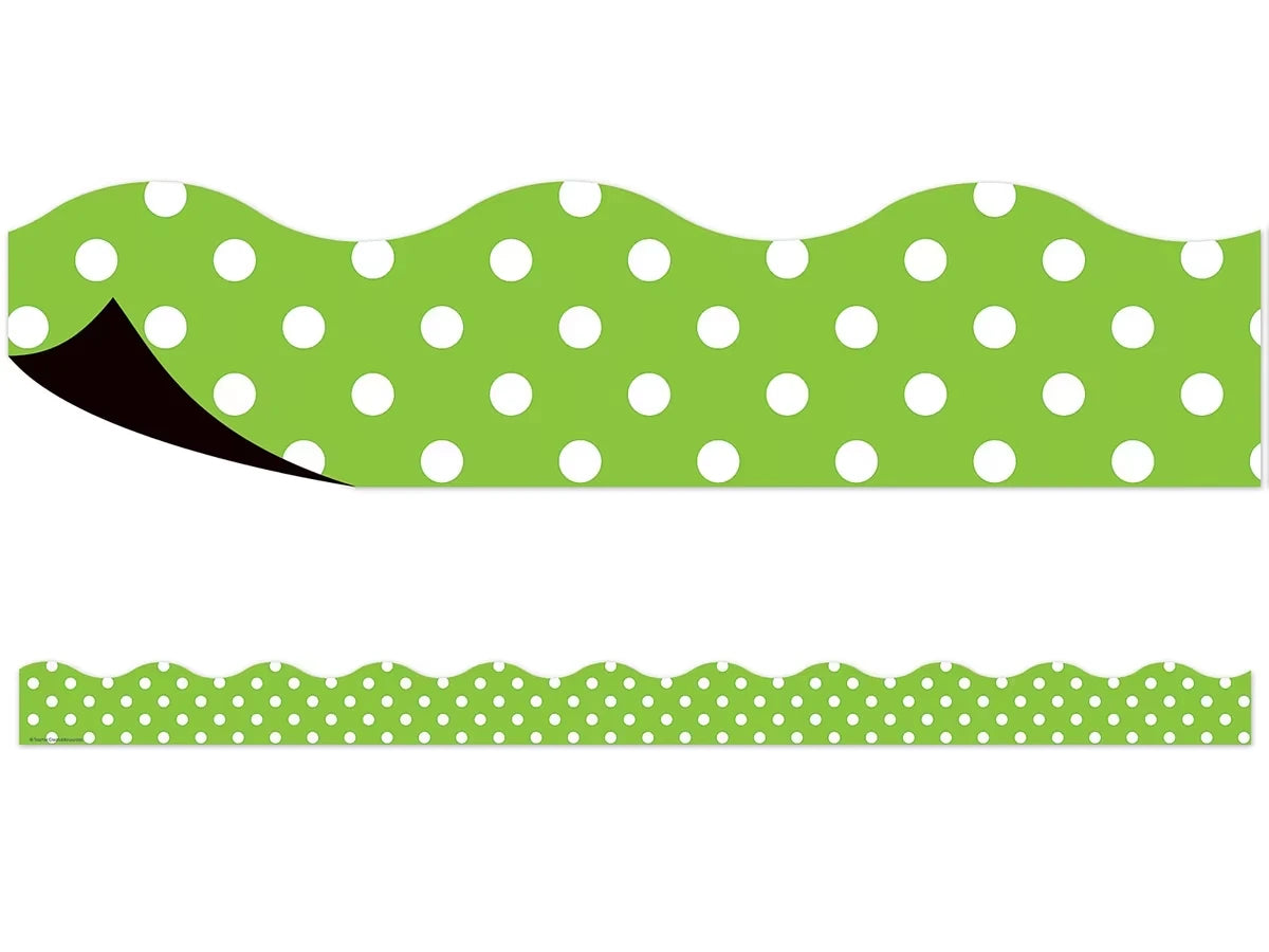 Lime Green Polka Dot Magnetic Scalloped Border - US 6259