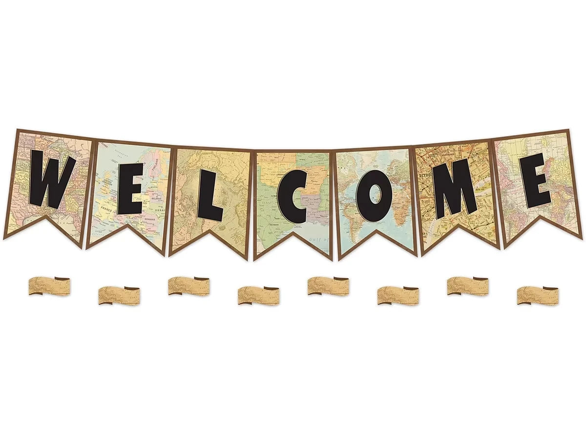 Travel the Map! Welcome Pennant Bulletin Board Set - US 5291
