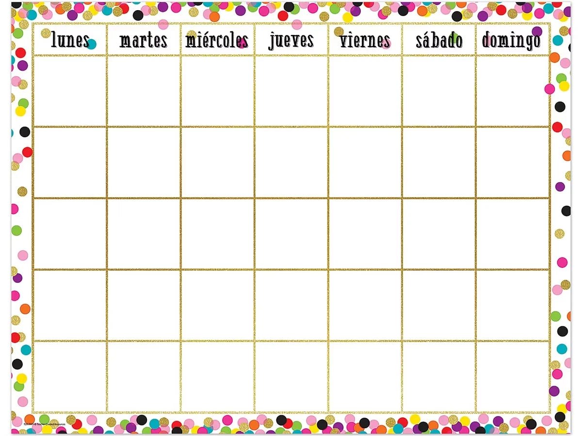 Confetti Spanish Classroom Calendar - US 5843