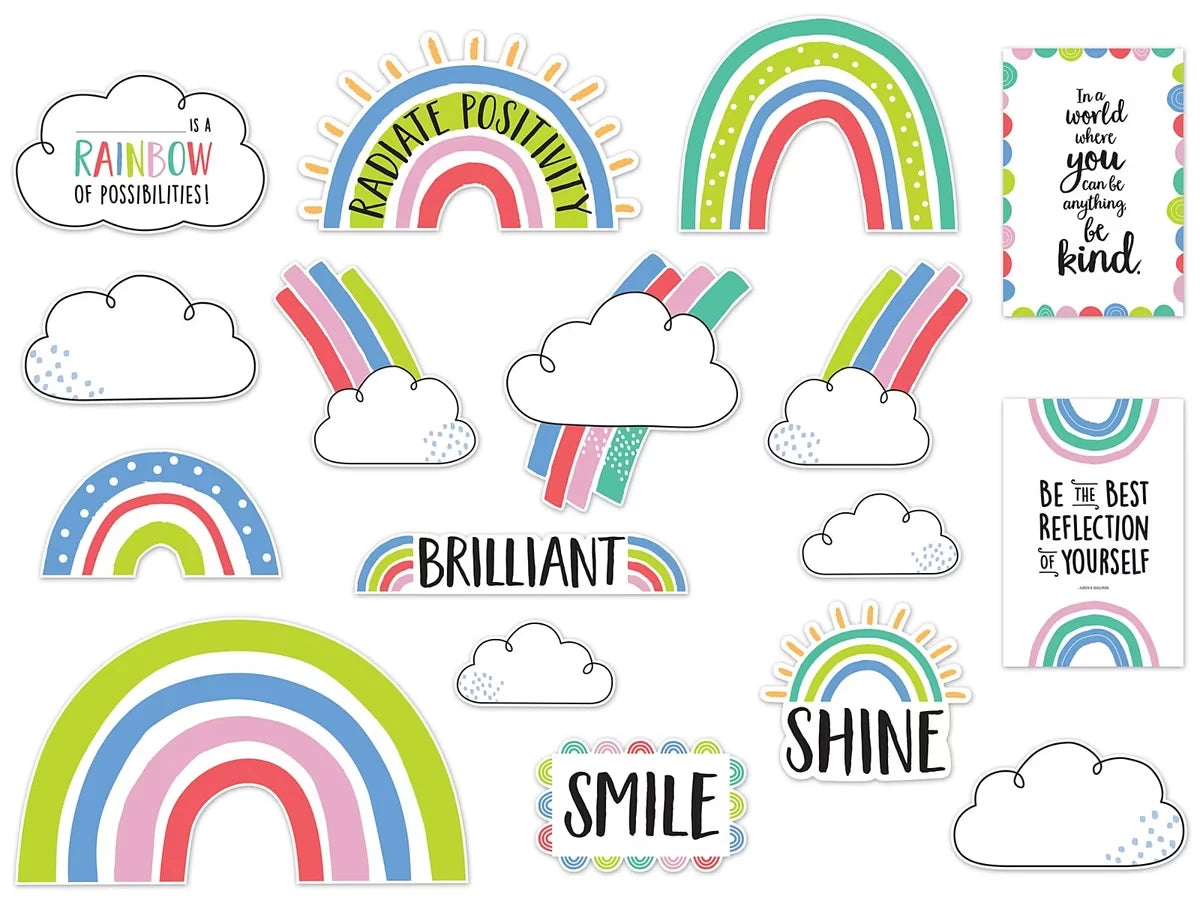 Rainbow Doodles Motivational Bulletin Board Set - US 8330