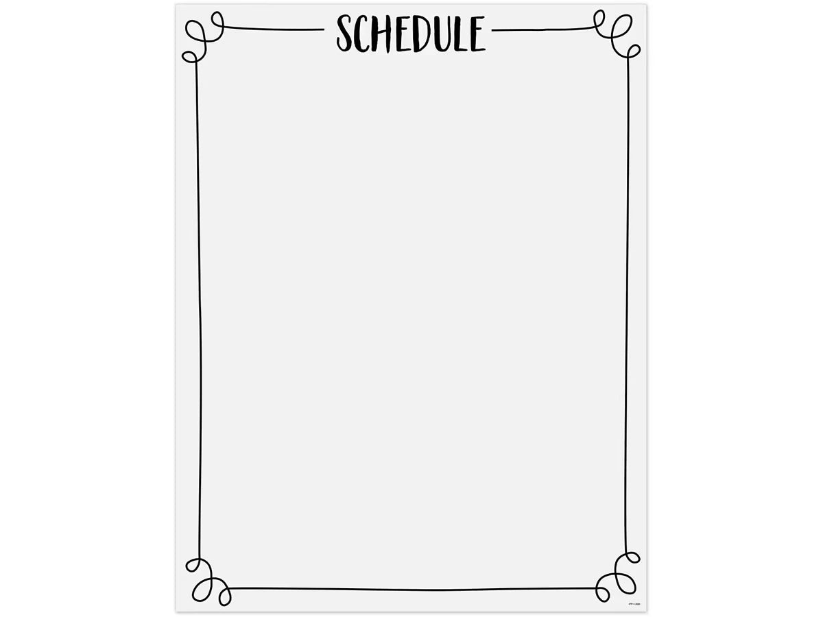 Black & White Classroom Schedule Poster - US 5001