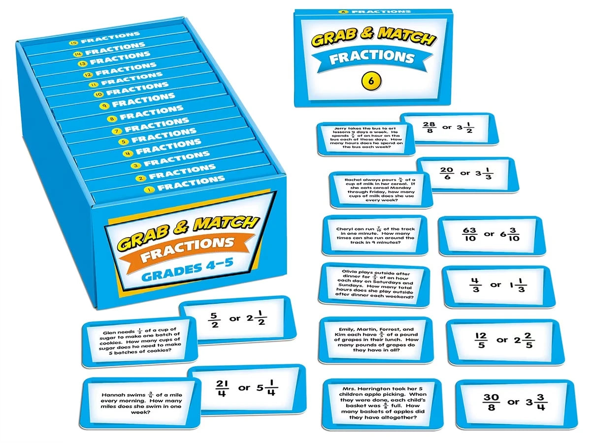 Grab & Match Leveled Fractions Quickies - Gr. 4-5 - US 7198