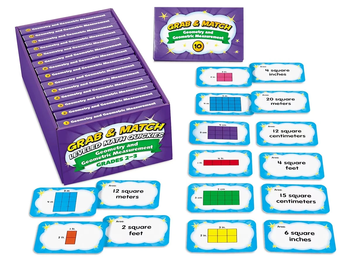 Grab & Match Leveled Geometry & Geometric Measurement Quickies - Gr. 2-3 - US 3985