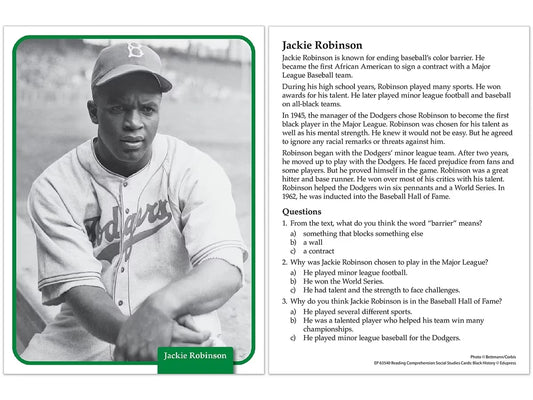 Black History Reading Comprehension Cards - US 1317