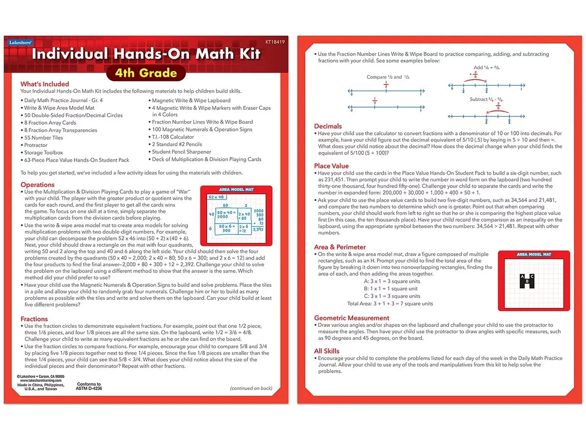Individual Hands-On Math Kit – Gr. 4 - US 3359