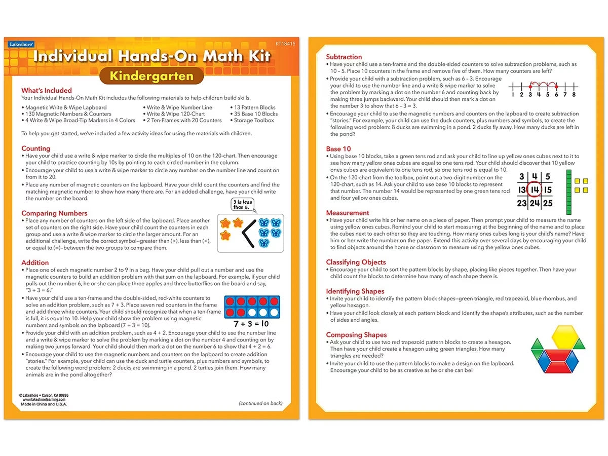 Individual Hands-On Math Kit – Kindergarten - US 7969