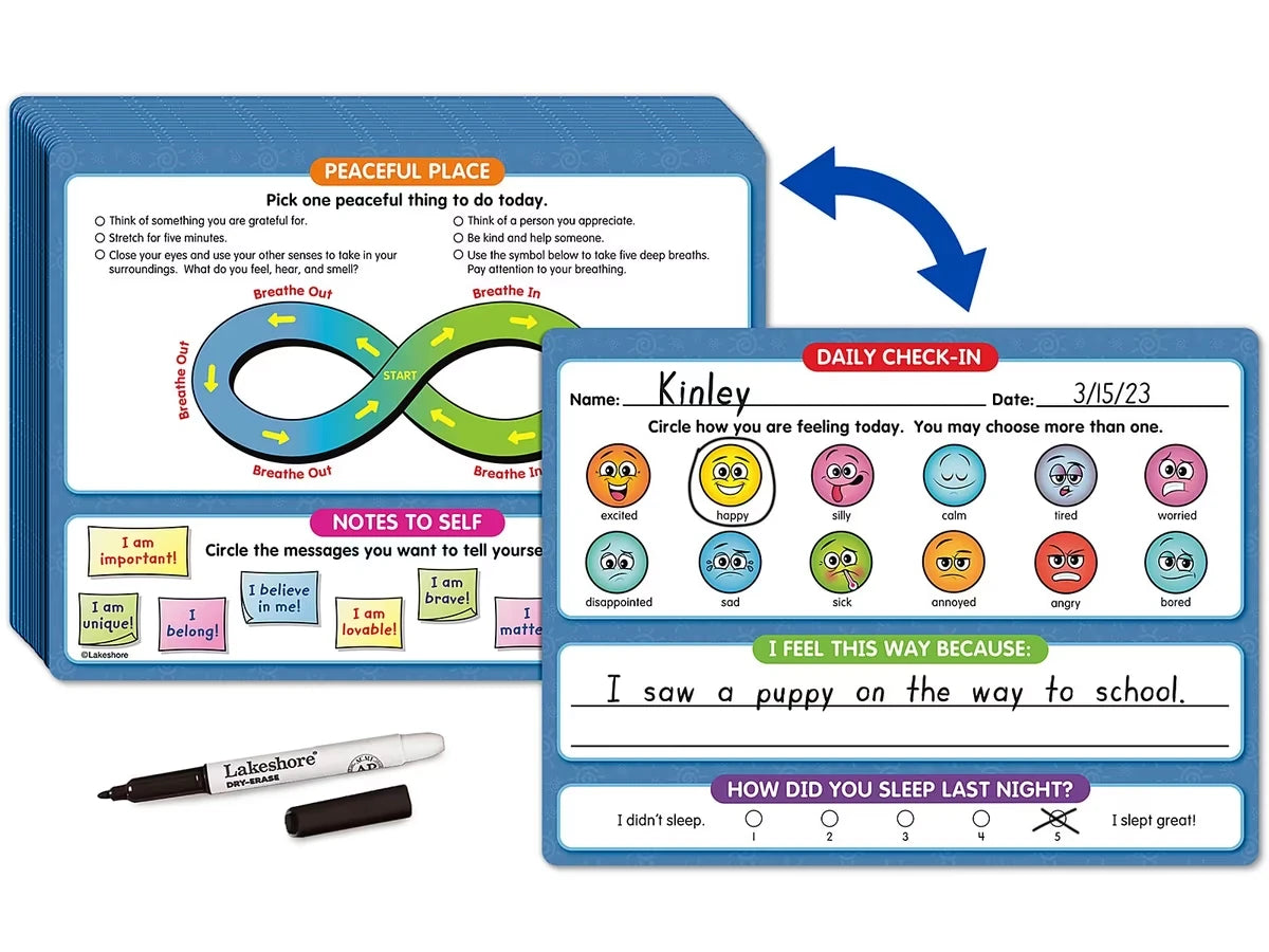 Daily Emotional Check-In Write & Wipe Boards - US 7058