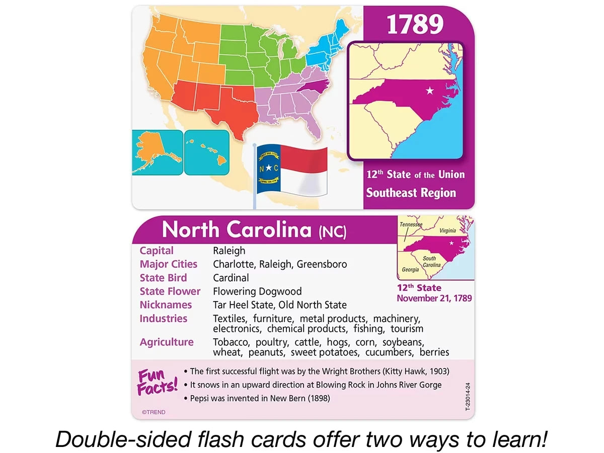 States & Capitals Pocket Flash Cards - US 3501