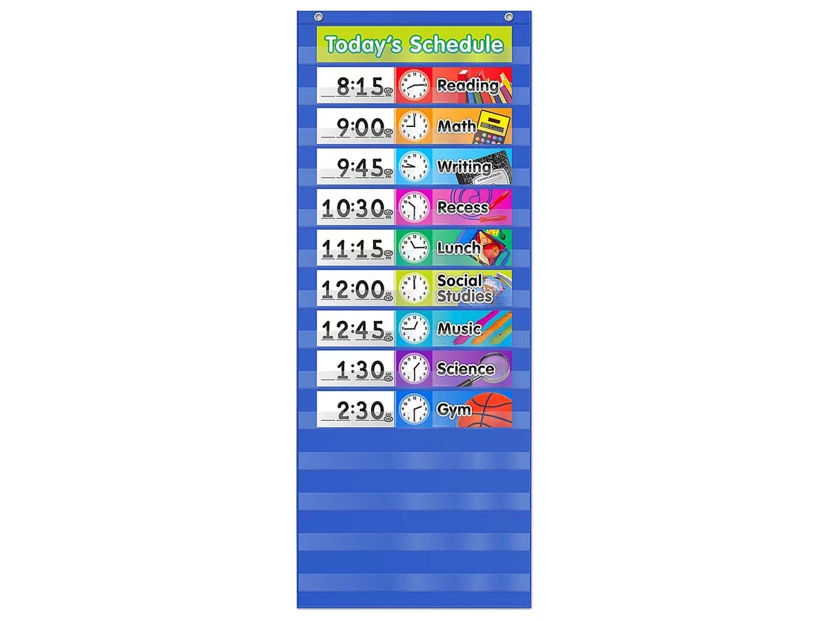 Write & Wipe Daily Schedule Pocket Chart - US 6366