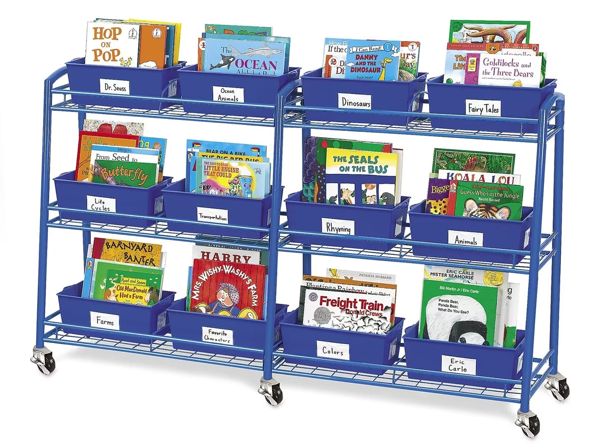 Books on Wheels Mobile Cart - 12 Bins - US 7104